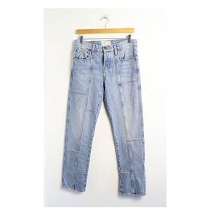 Current Elliott Anthropologie patchwork denim jeans unisex W 25 M 28 blue trendy